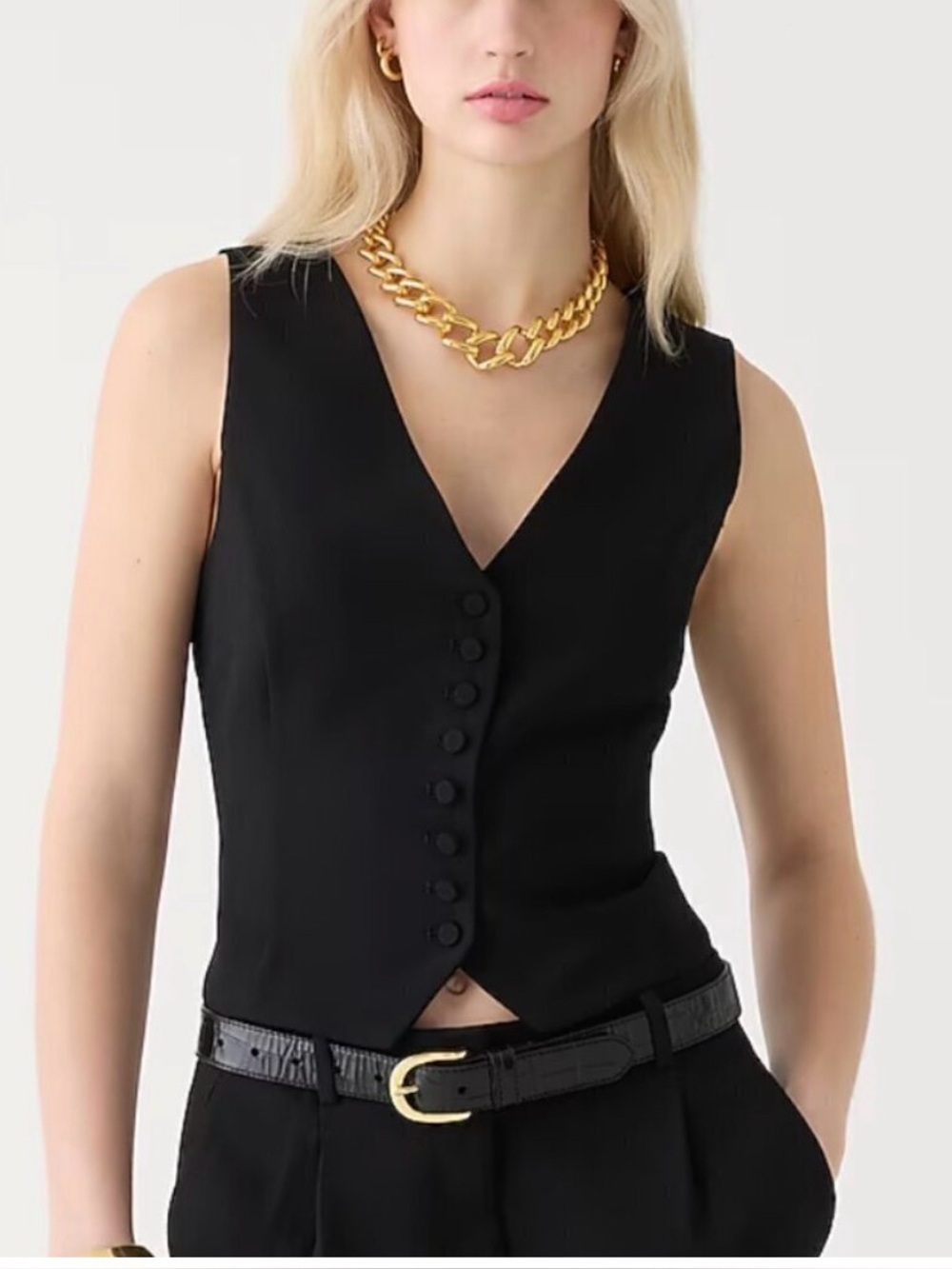 J. Crew Black Tuxedo Button-Front Tailored Vest